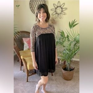 UMGEE Black and Gold Lace Mini Dress Size Small